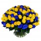 Букет 101 желто синяя роза 