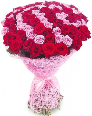 Букет 101 красная и розовая роза