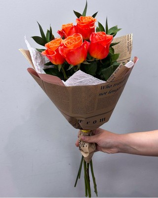 Букет 5 оранжевых роз