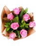 Букет 7 розовых роз с оформлением
