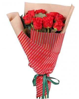 Букет 9 красных роз с оформлением 
