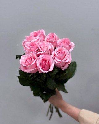 Букет 9 нежно-розовых роз