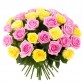 Букет 35 желтых и розовых роз